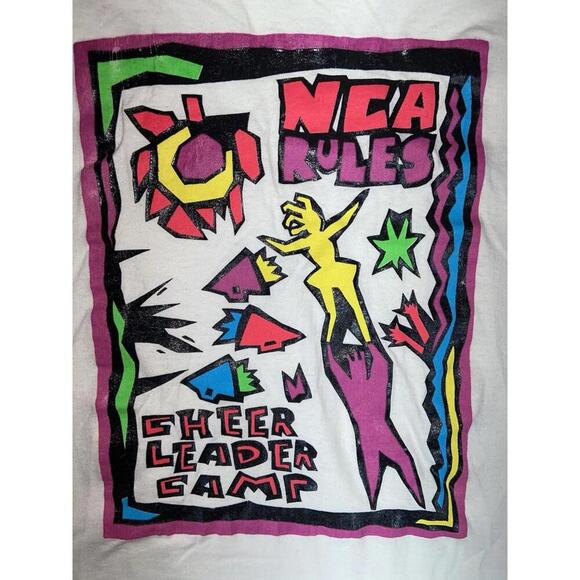 Vintage Neon Single Stitch NCA Rules National Cheerleaders Camp Shirt Size L - Picture 2 of 11